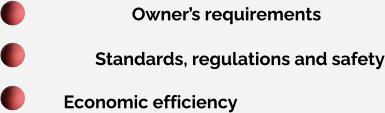 Owner’s requirements Standards, regulations and safety Economic efficiency